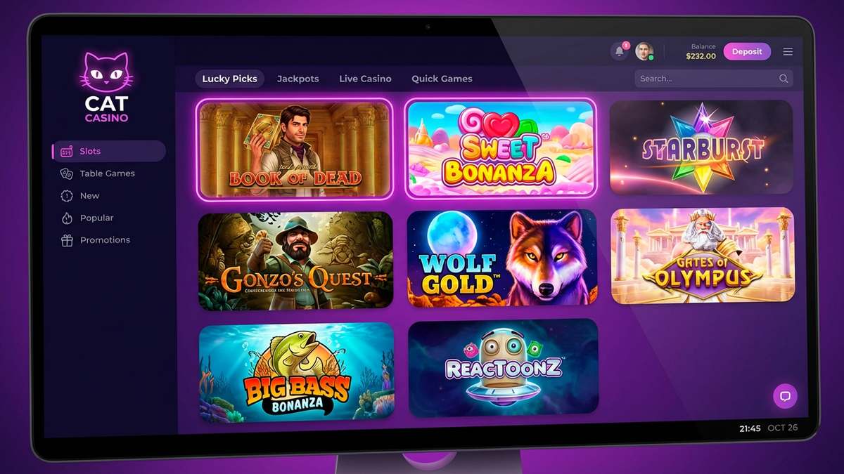 Cat Casino lobby overview — 3500+ games